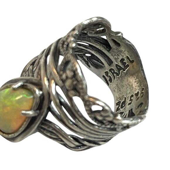 Unique ISRAEL 925 SILVER RING Green Stone Size 5.5 - Picture 4 of 5